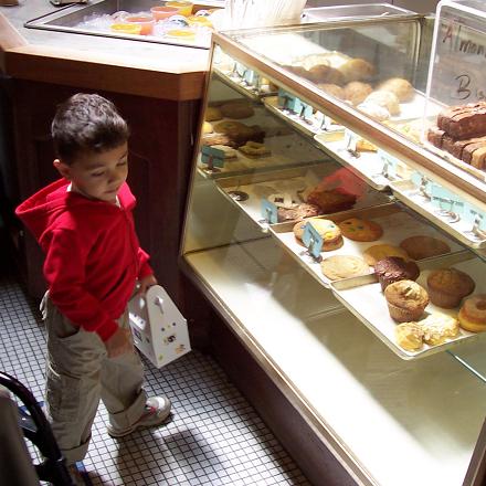 David looks at pastries.