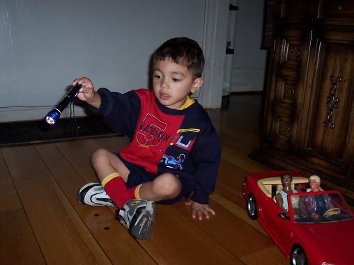 David and the barbie car