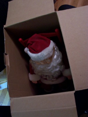 Rockin' Santa takes five.